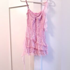 Dolls Kill Stairwell Entrance Pink Lace Mini Dress NWT